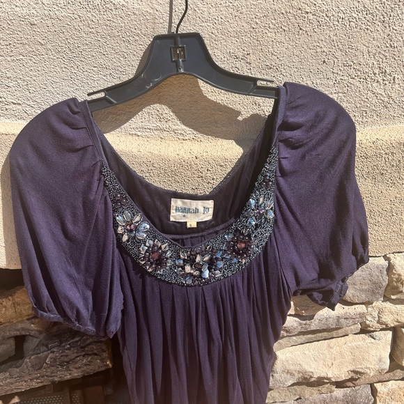Hannah Jo purple sequence blouse size small - Picture 14 of 17